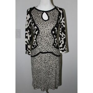 Diane von Furstenberg‎ Rose Heart Firebird 3/4 Sleeve Keyhole Silk Dress Size 4